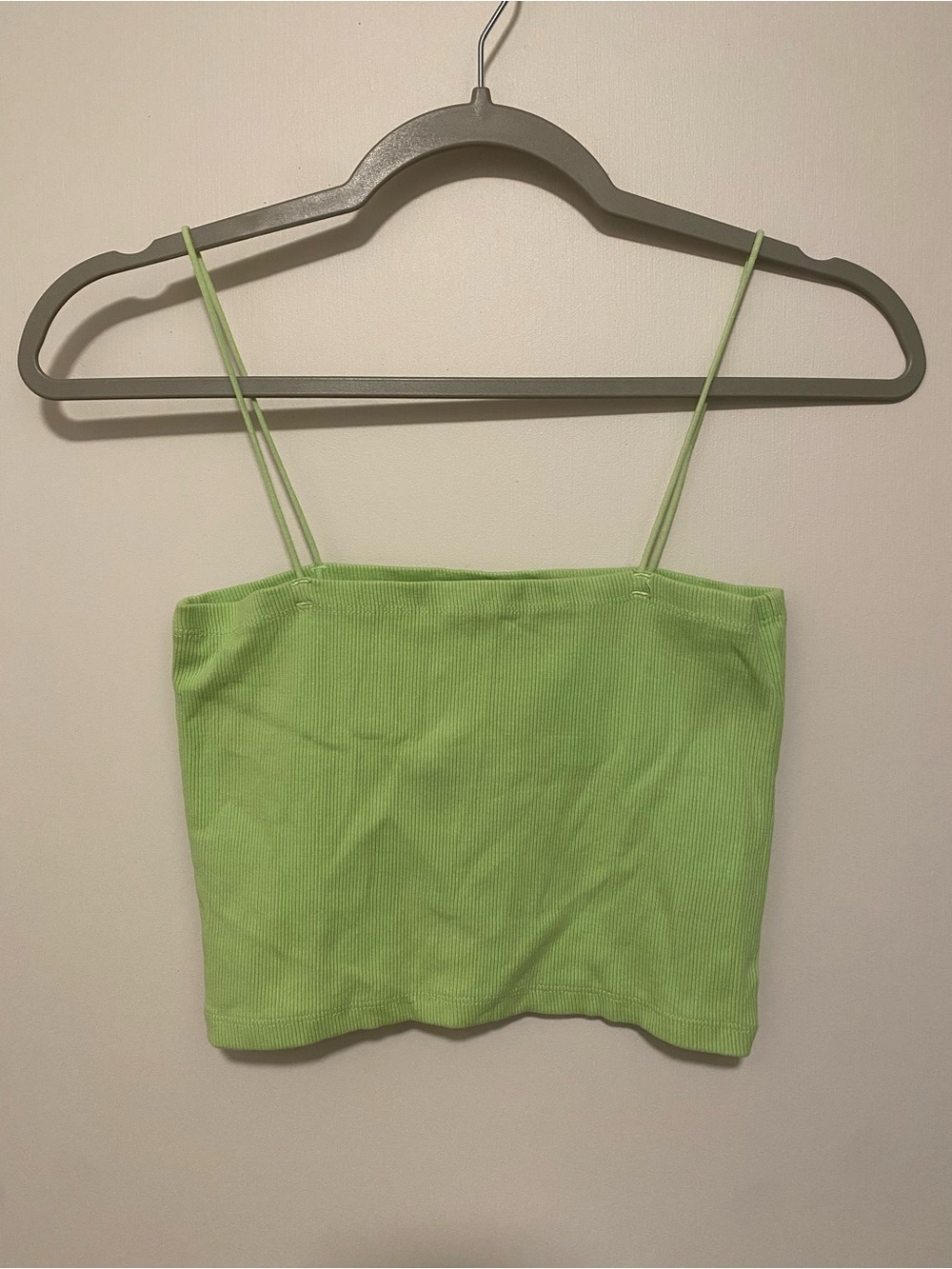Zara Lime Green Ribbed Crop Top Large
